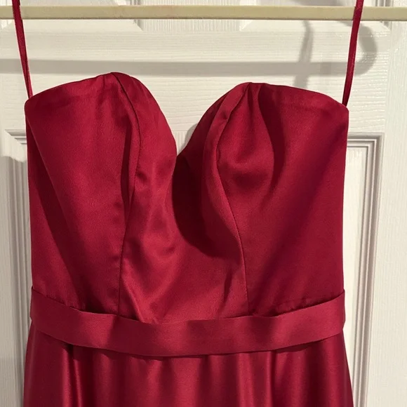 Allure Bridesmaids Strapless Dress in Wine/Burgundy - Picture 3 of 6